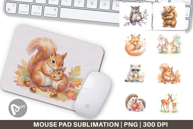 Mouse Pad Watercolor Magical Forest Motherhood Sublimation artnoy 