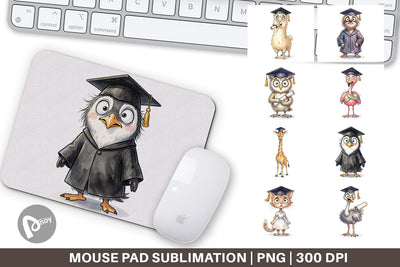 Mouse Pad Watercolor Messy Animal Graduation Sublimation artnoy 