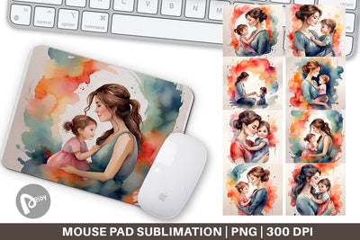 Mouse Pad Watercolor Mom and Kid Sublimation artnoy 