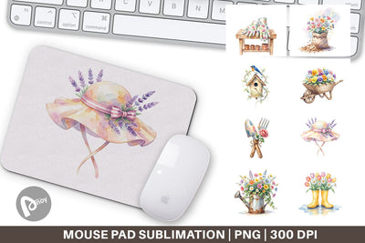 Mouse Pad Watercolor Moms Magic Garden Tools Sublimation artnoy 