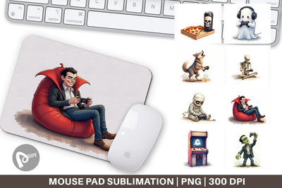 Mouse Pad Watercolor Monster Gaming Night Sublimation artnoy 