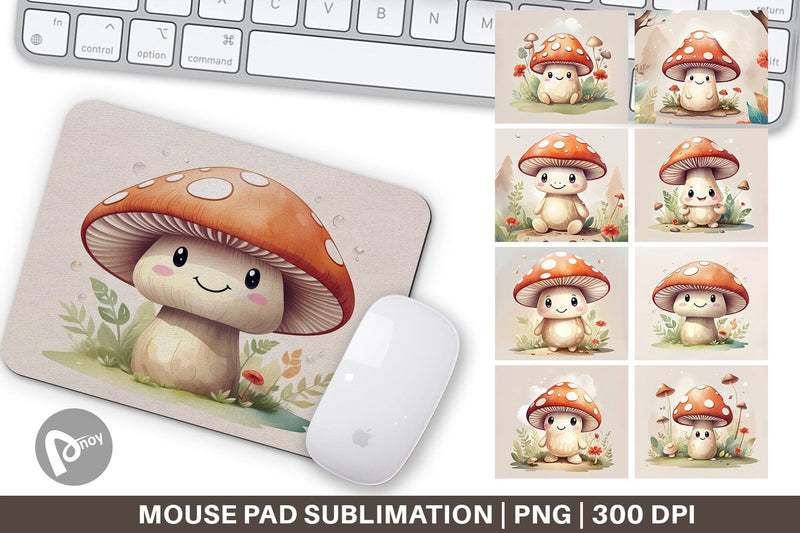 Mouse Pad Watercolor Mushrooms Sublimation artnoy 