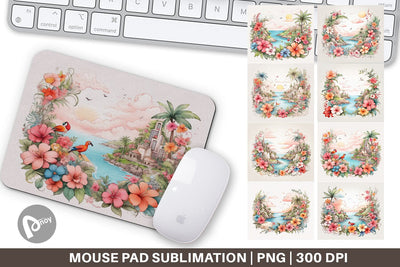 Mouse Pad Watercolor Paradise Sublimation artnoy 