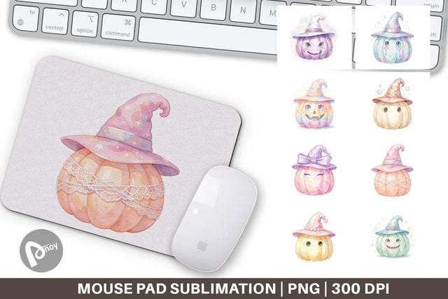 Mouse Pad Watercolor Pastel Fairytale Witch Hat Sublimation artnoy 