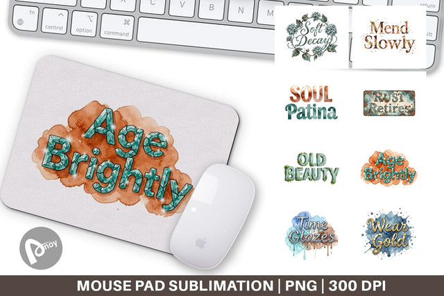Mouse Pad Watercolor Patina Weathered Healing Art Sublimation artnoy 