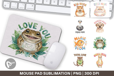 Mouse Pad Watercolor Quirky Ugly Cute Animal Mom Sublimation artnoy 