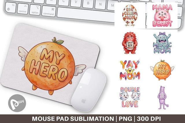 Mouse Pad Watercolor Quirky Ugly Cute Momster Art Quotes Sublimation artnoy 