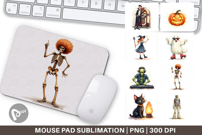 Mouse Pad Watercolor Retro Halloween Disco Sublimation artnoy 