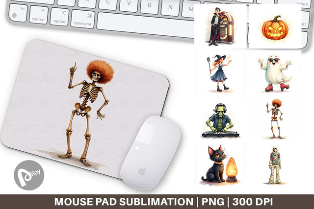 Mouse Pad Watercolor Retro Halloween Disco Sublimation artnoy 