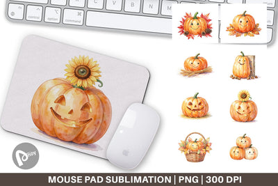 Mouse Pad Watercolor Rustic Autumn Harvest Pumpkin Sublimation artnoy 