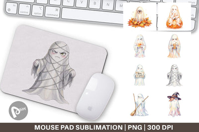 Mouse Pad Watercolor Sarcastic Autumn Fall Ghost Sublimation artnoy 