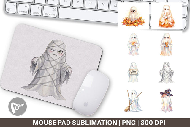 Mouse Pad Watercolor Sarcastic Autumn Fall Ghost Sublimation artnoy 