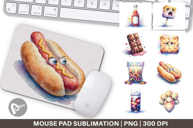 Mouse Pad Watercolor Sarcastic Camp Food Snacks Sublimation artnoy 