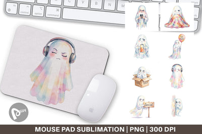 Mouse Pad Watercolor Sarcastic Introvert Ghost Sublimation artnoy 