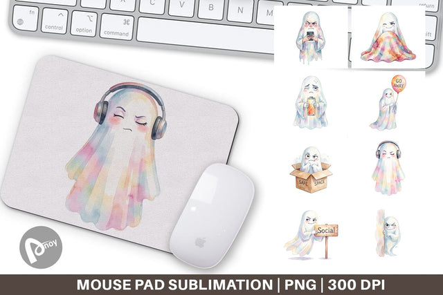 Mouse Pad Watercolor Sarcastic Introvert Ghost Sublimation artnoy 