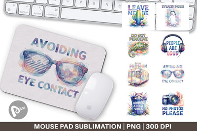Mouse Pad Watercolor Sarcastic Introvert Quotes Sublimation artnoy 