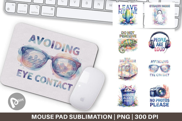 Mouse Pad Watercolor Sarcastic Introvert Quotes Sublimation artnoy 