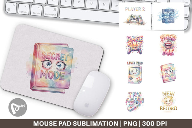 Mouse Pad Watercolor Sarcastic Retro Gaming Quotes Sublimation artnoy 