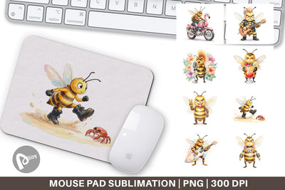 Mouse Pad Watercolor Sarcastic Rocker Bee Tropical Sublimation artnoy 