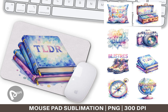 Mouse Pad Watercolor Sarcastic Wanderlust Quotes Sublimation artnoy 