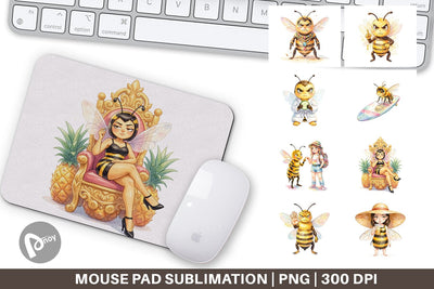 Mouse Pad Watercolor Sassy Queen Bee Vacation Art Sublimation artnoy 