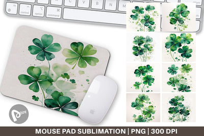 Mouse Pad Watercolor Shamrock Leaves Sublimation artnoy 