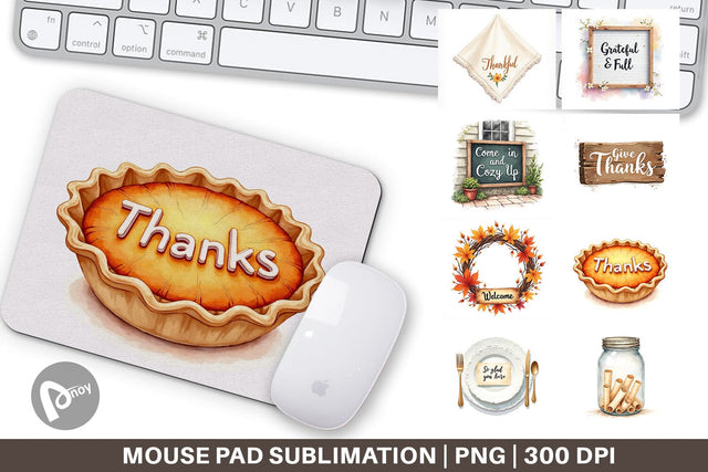 Mouse Pad Watercolor Signs of Thanks Sublimation artnoy 