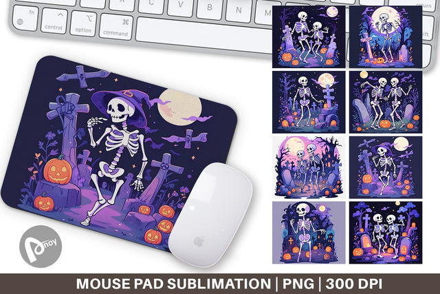 Mouse Pad Watercolor Skeleton Sublimation artnoy 