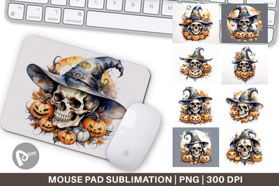 Mouse Pad Watercolor Skull Sublimation artnoy 