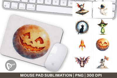 Mouse Pad Watercolor Spooky Space Cadets Sublimation artnoy 