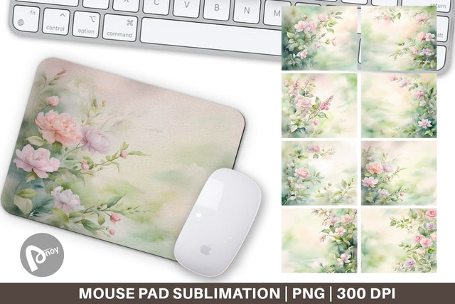 Mouse Pad Watercolor Spring Greenery Sublimation artnoy 
