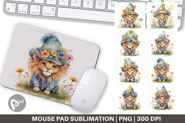 Mouse Pad Watercolor Spring Lion Sublimation artnoy 