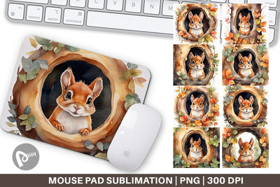 Mouse Pad Watercolor Squirrel Sublimation artnoy 