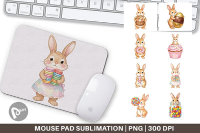 Mouse Pad Watercolor Sweet Candy Easter Bunny Sublimation artnoy 