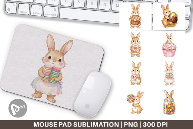 Mouse Pad Watercolor Sweet Candy Easter Bunny Sublimation artnoy 