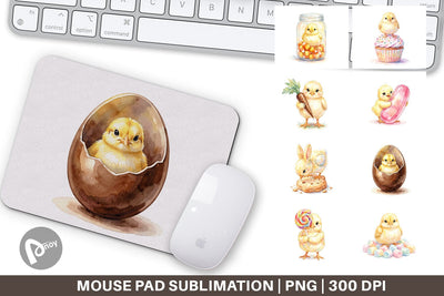 Mouse Pad Watercolor Sweet Candy Easter Chicks Sublimation artnoy 