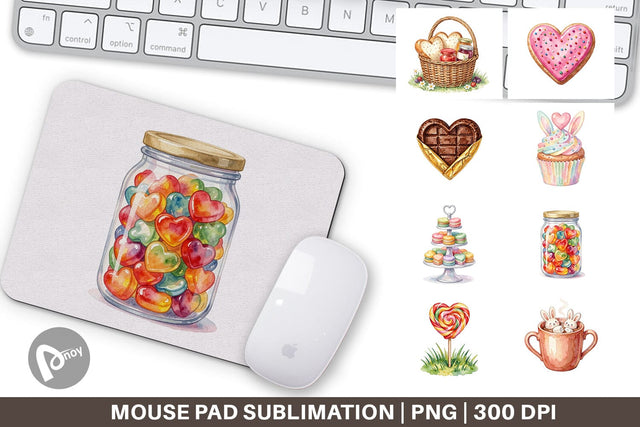 Mouse Pad Watercolor Sweet Easter Heart Treats Sublimation artnoy 