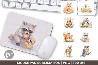 Mouse Pad Watercolor Sweet Forest Motherhood Sublimation artnoy 