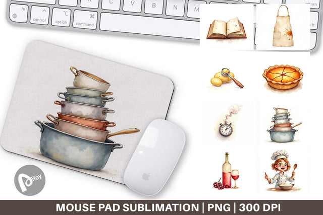 Mouse Pad Watercolor Thanksgiving Kitchen Chaos Sublimation artnoy 