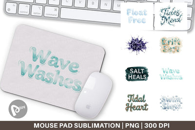 Mouse Pad Watercolor Tidal Fluid Blue Affirmations Sublimation artnoy 