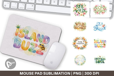 Mouse Pad Watercolor Tropical Aloha Bee Quotes Sublimation artnoy 