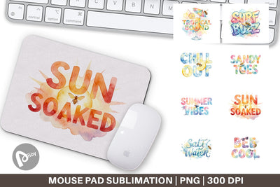 Mouse Pad Watercolor Tropical Summer Bee Vacation Quotes Sublimation artnoy 