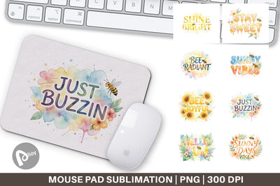 Mouse Pad Watercolor Tropical Sunshine Bee Quotes Sublimation artnoy 