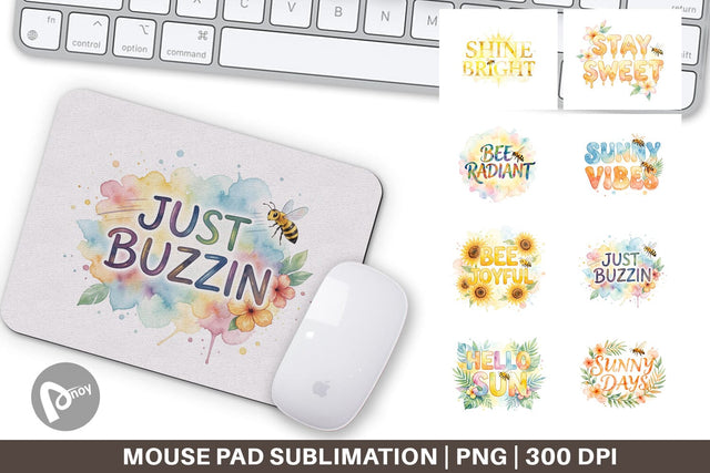 Mouse Pad Watercolor Tropical Sunshine Bee Quotes Sublimation artnoy 