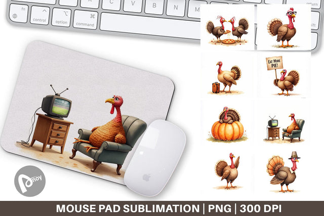 Mouse Pad Watercolor Turkey Day Off Sublimation artnoy 