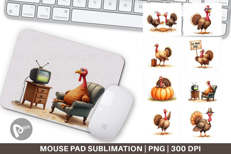 Mouse Pad Watercolor Turkey Day Off Sublimation artnoy 