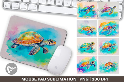 Mouse Pad Watercolor Turtle Sublimation artnoy 