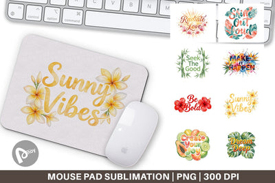 Mouse Pad Watercolor Vibrant Tropical Growth Quote Sublimation artnoy 