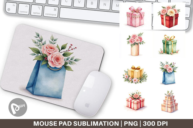 Mouse Pad Watercolor Vintage Christmas Gifts Sublimation artnoy 