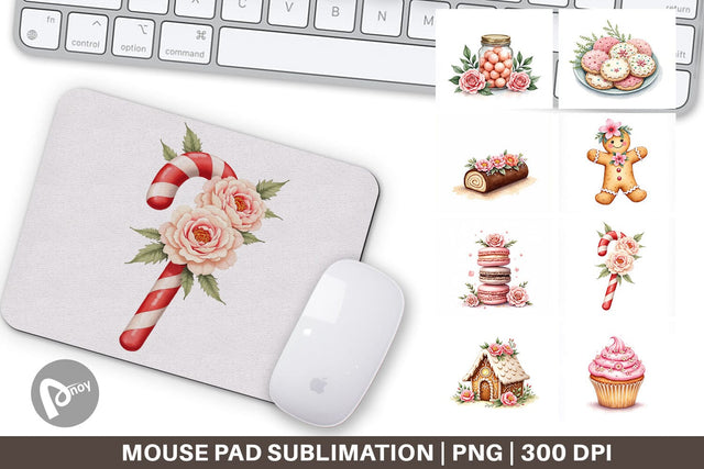 Mouse Pad Watercolor Vintage Christmas Treats Sublimation artnoy 